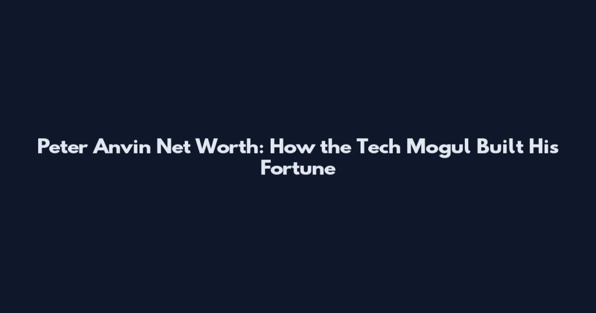 Peter Anvin Net Worth: How the Tech Mogul Built His Fortune