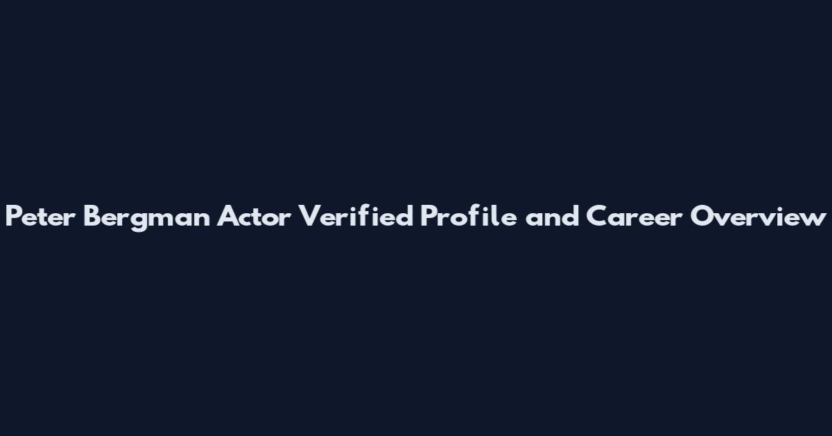 Peter Bergman Actor Verified Profile and Career Overview