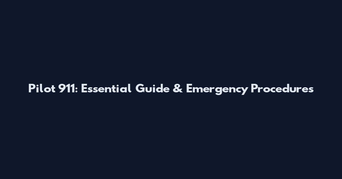 Pilot 911: Essential Guide & Emergency Procedures