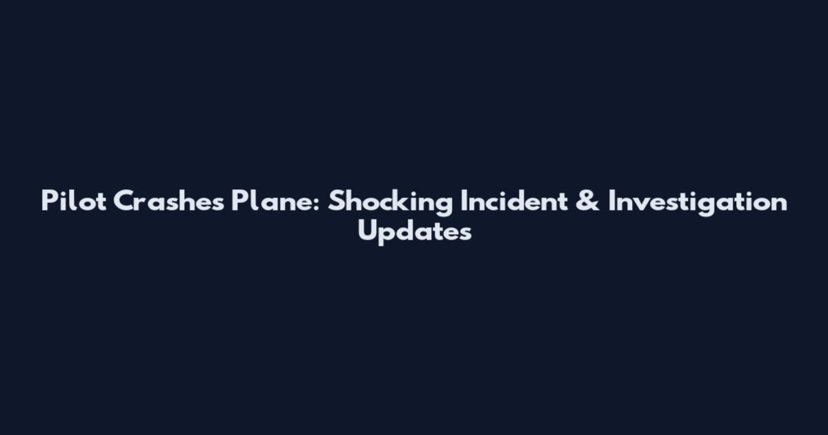 Pilot Crashes Plane: Shocking Incident & Investigation Updates