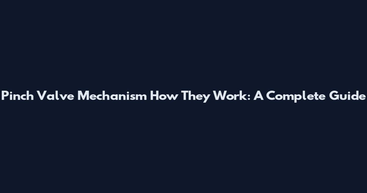 Pinch Valve Mechanism How They Work: A Complete Guide