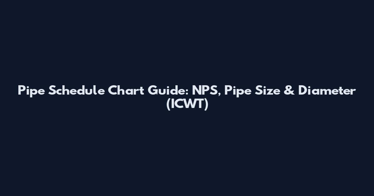 Pipe Schedule Chart Guide: NPS, Pipe Size & Diameter (ICWT)
