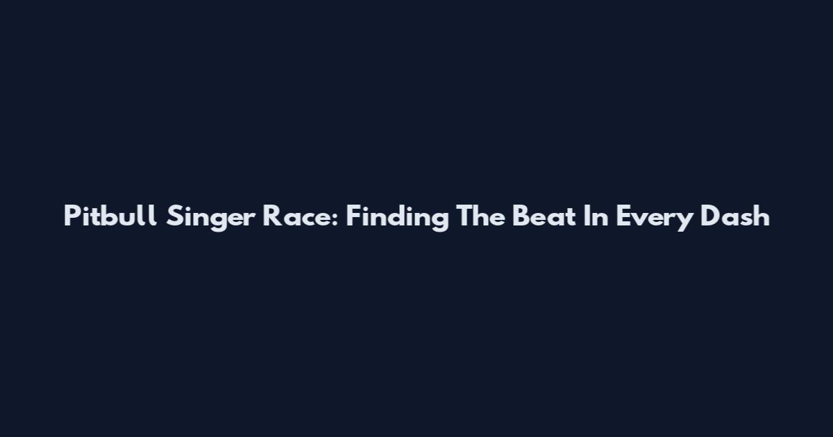 Pitbull Singer Race: Finding The Beat In Every Dash