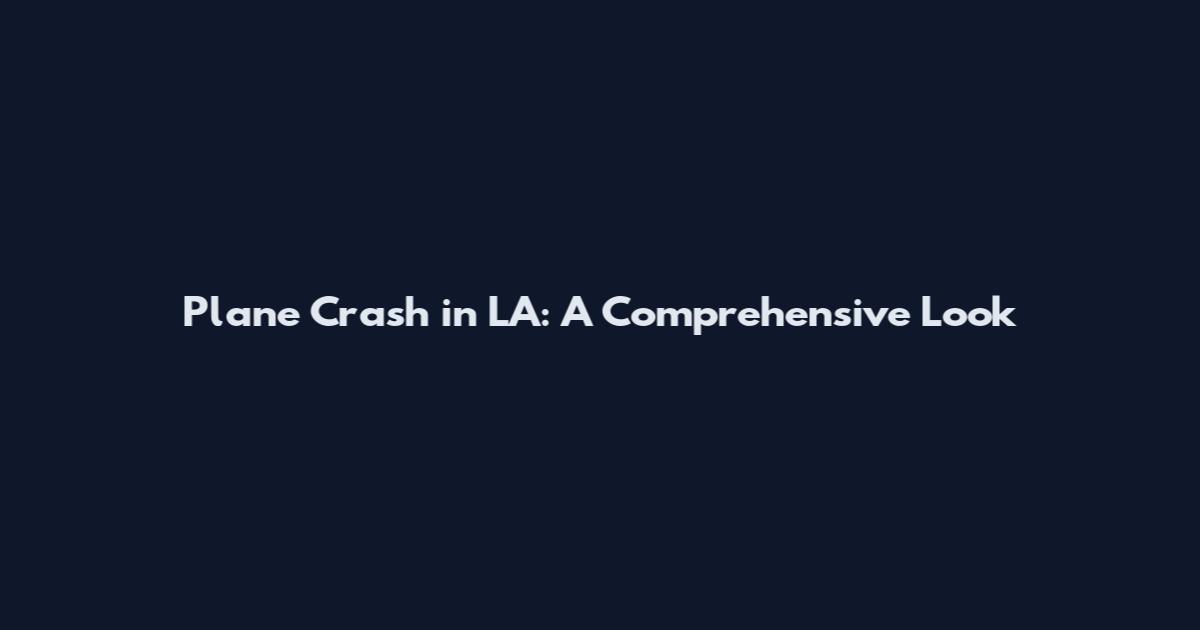 Plane Crash in LA: A Comprehensive Look