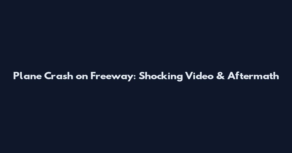 Plane Crash on Freeway: Shocking Video & Aftermath