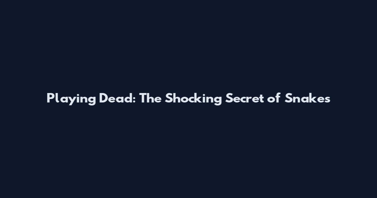 Playing Dead: The Shocking Secret of Snakes