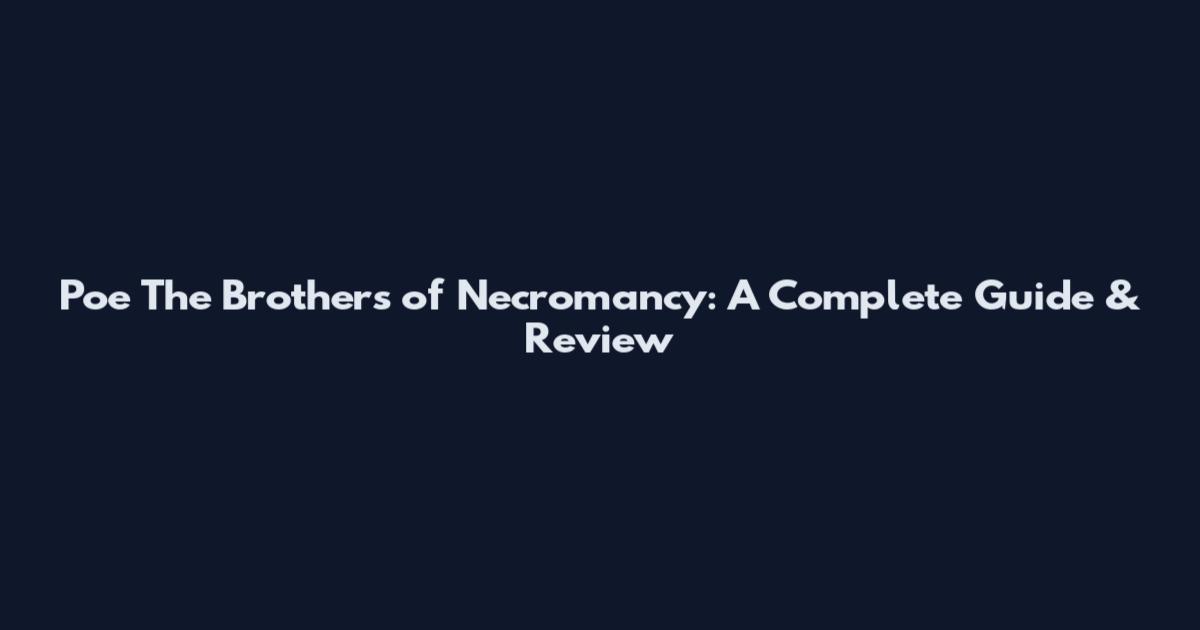 Poe The Brothers of Necromancy: A Complete Guide & Review