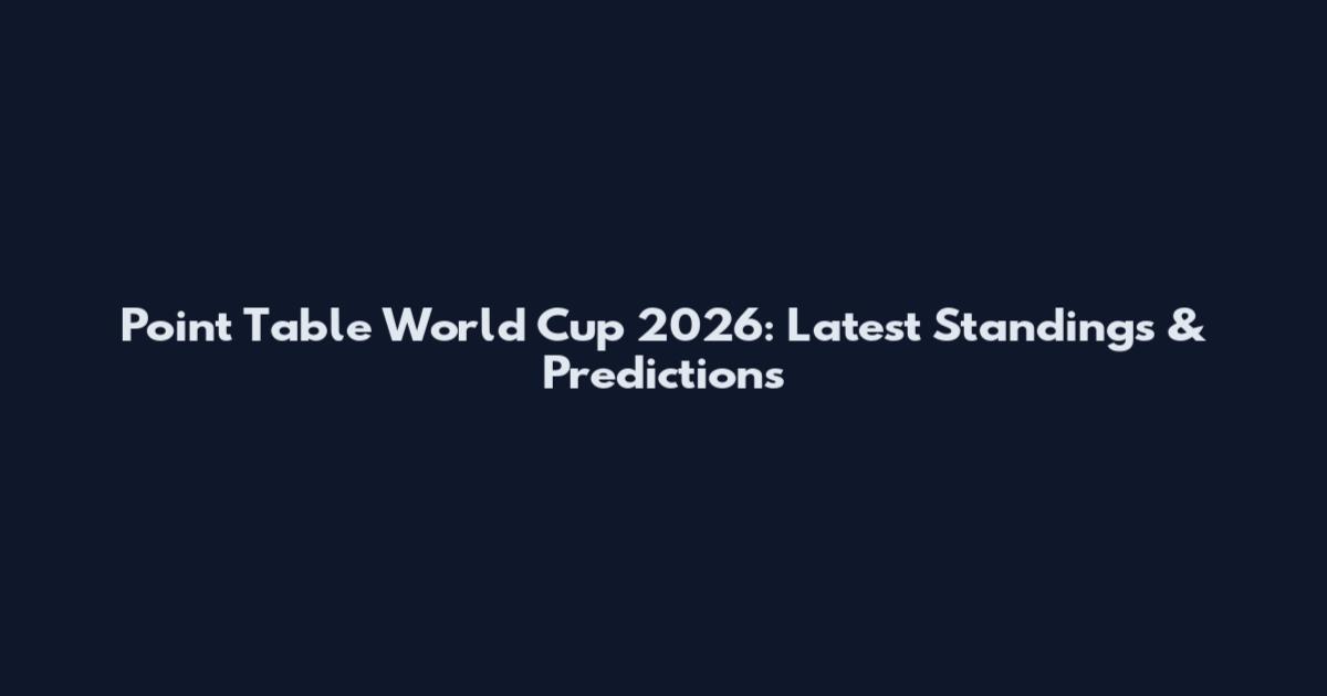 Point Table World Cup 2026: Latest Standings & Predictions