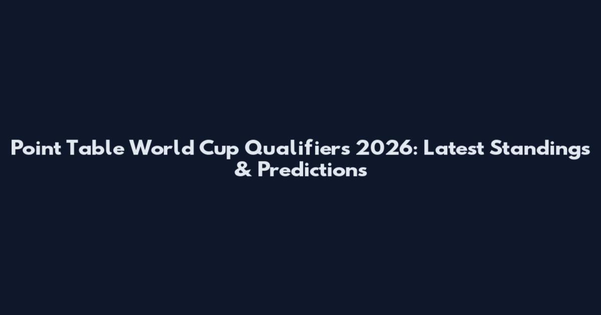 Point Table World Cup Qualifiers 2026: Latest Standings & Predictions