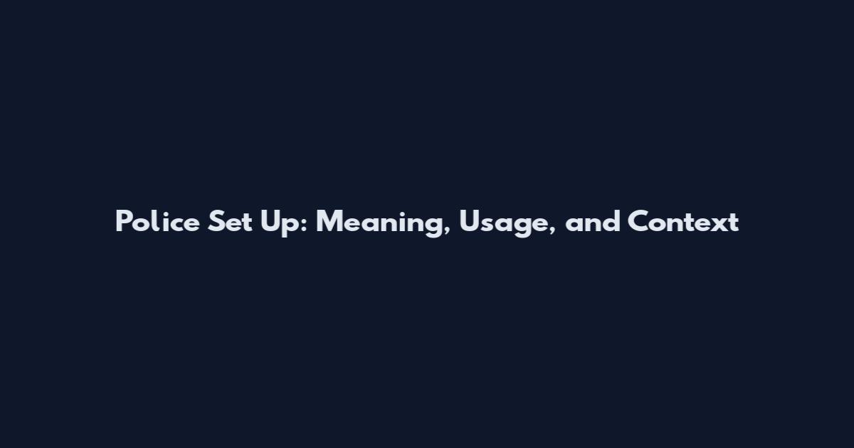 Police Set Up: Meaning, Usage, and Context