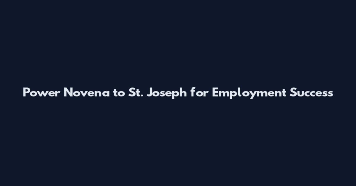 Power Novena to St. Joseph for Employment Success