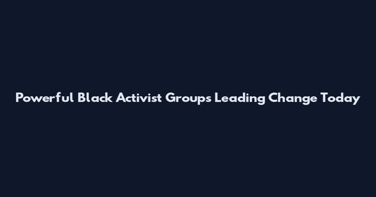 Powerful Black Activist Groups Leading Change Today