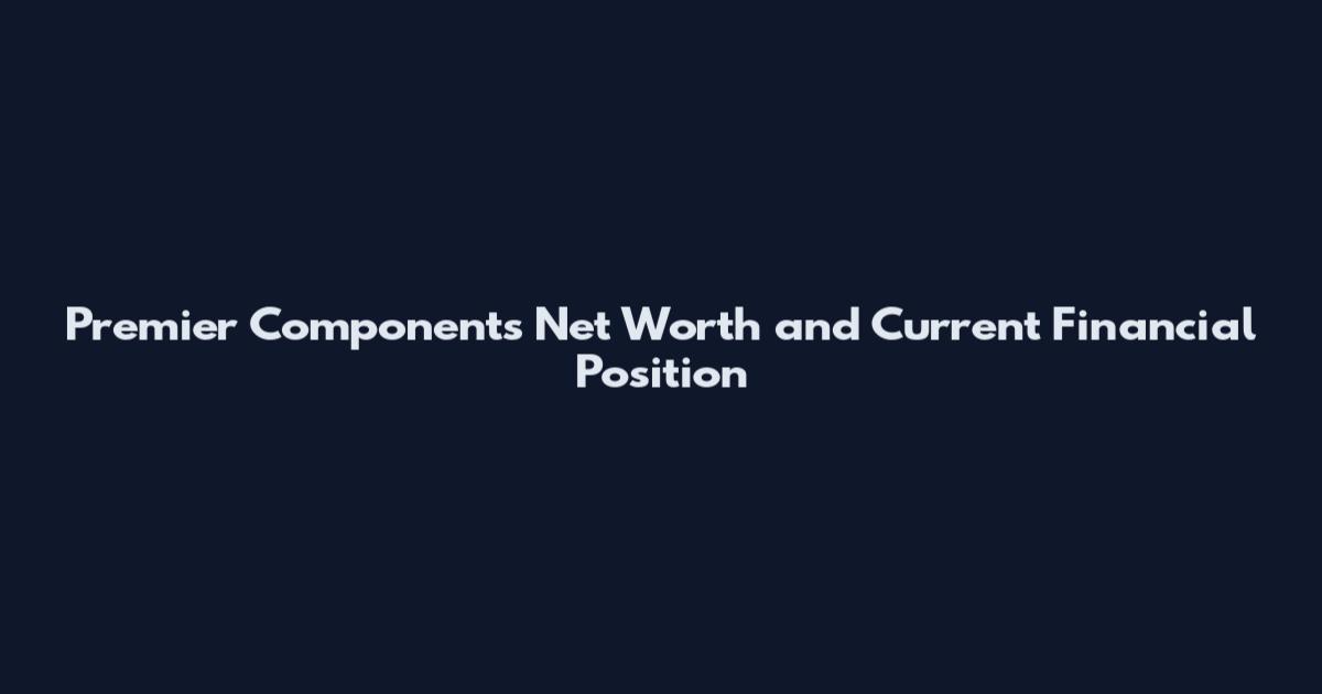 Premier Components Net Worth and Current Financial Position