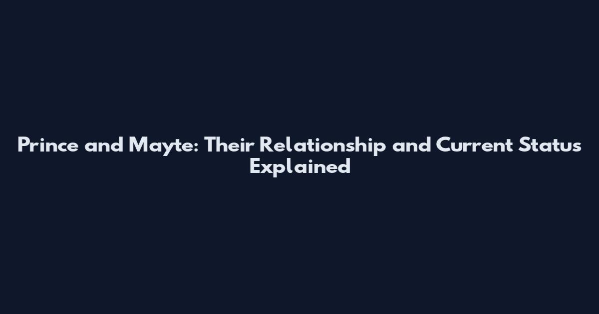 Prince and Mayte: Their Relationship and Current Status Explained