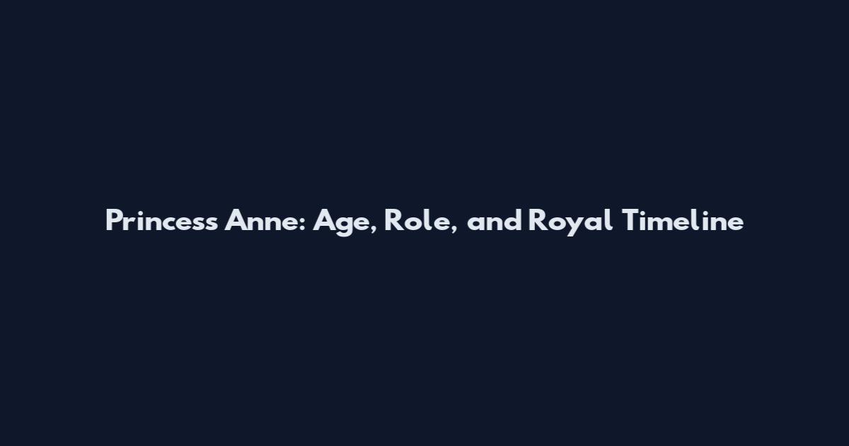 Princess Anne: Age, Role, and Royal Timeline