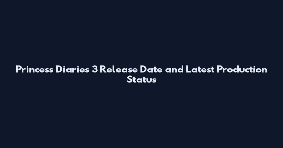 Princess Diaries 3 Release Date and Latest Production Status