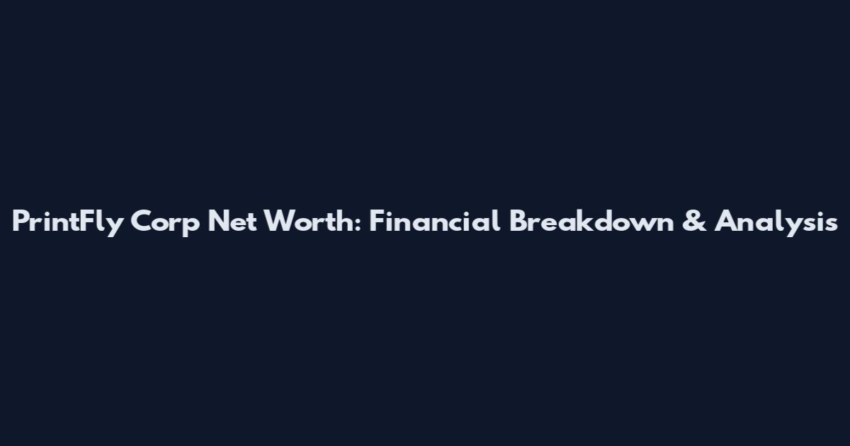PrintFly Corp Net Worth: Financial Breakdown & Analysis