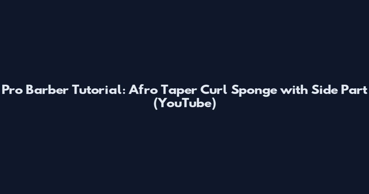 Pro Barber Tutorial: Afro Taper Curl Sponge with Side Part (YouTube)