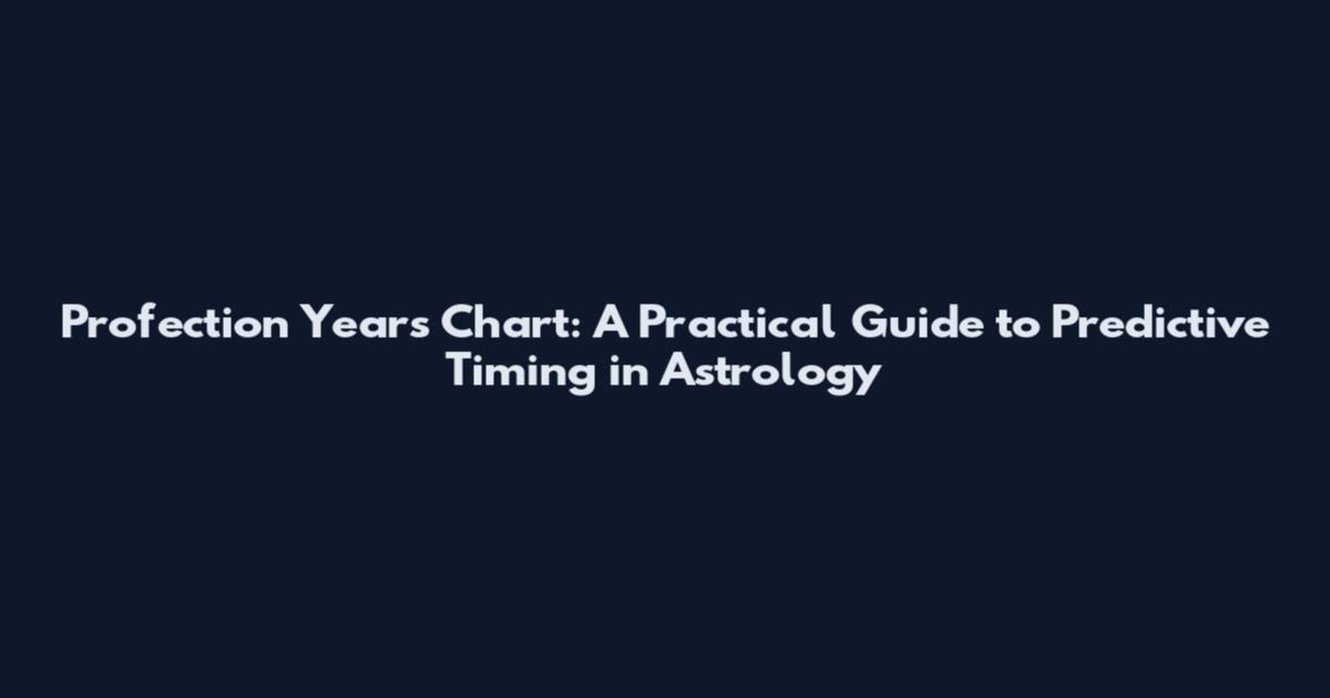 Profection Years Chart: A Practical Guide to Predictive Timing in Astrology