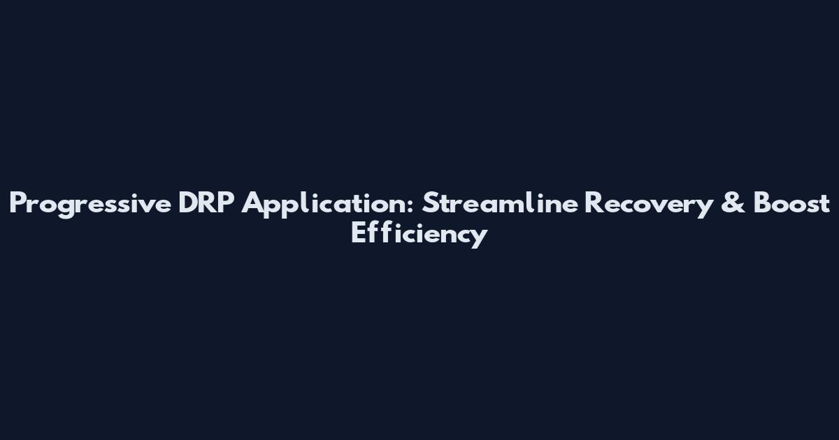 Progressive DRP Application: Streamline Recovery & Boost Efficiency
