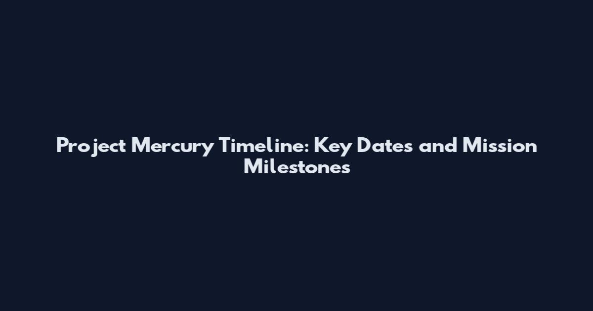 Project Mercury Timeline: Key Dates and Mission Milestones