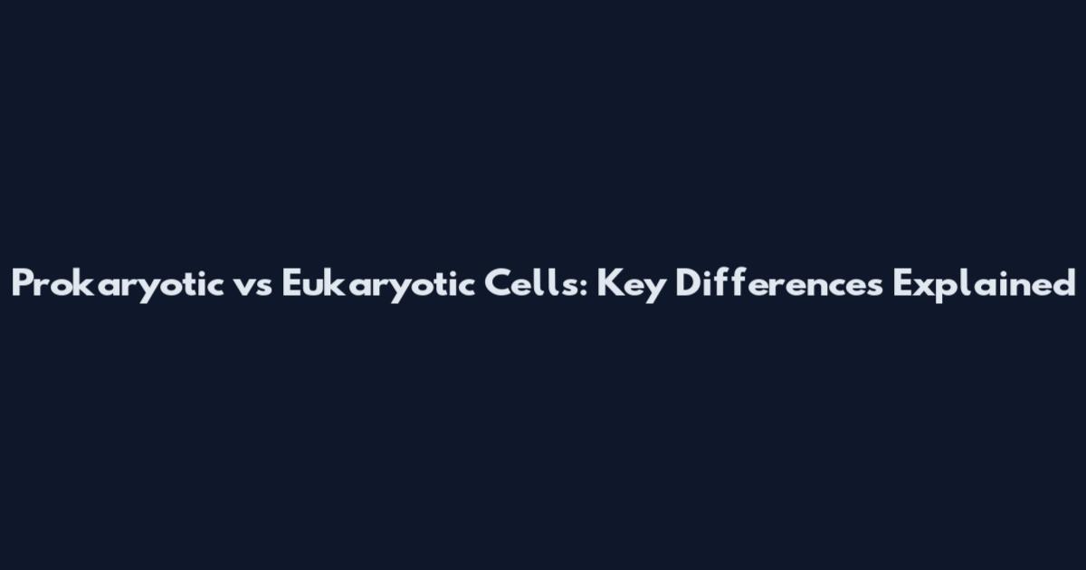 Prokaryotic vs Eukaryotic Cells: Key Differences Explained