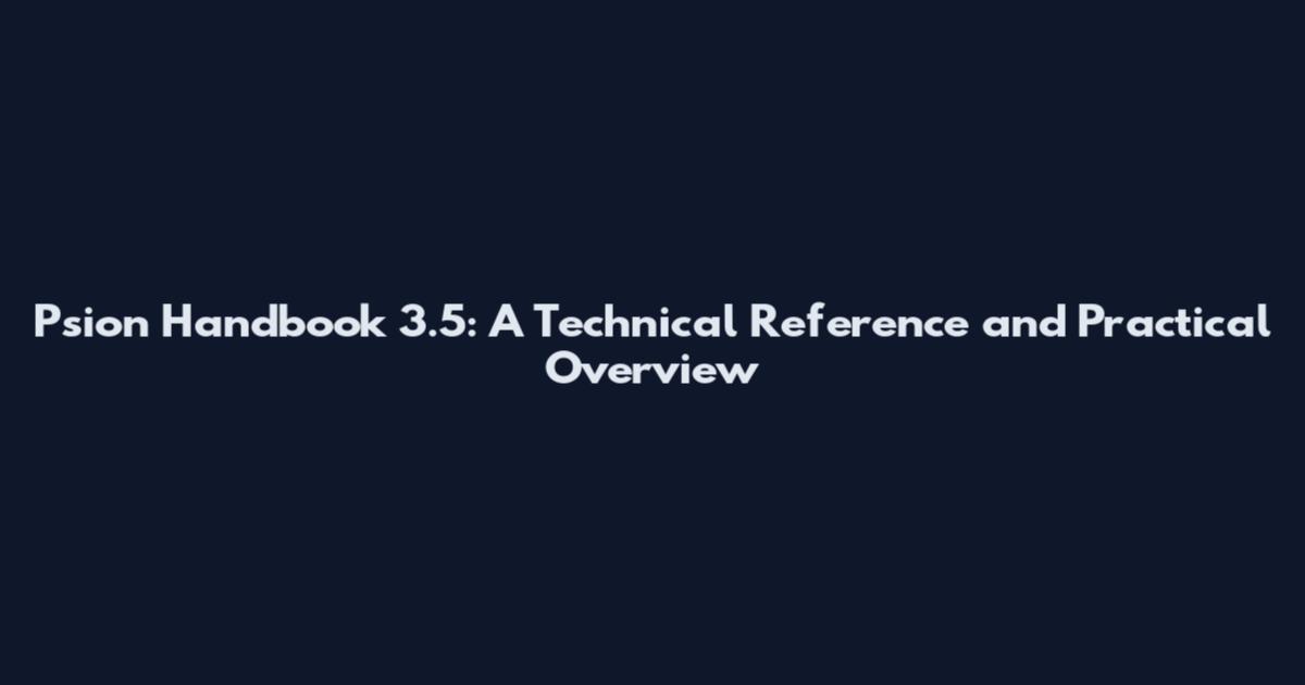 Psion Handbook 3.5: A Technical Reference and Practical Overview
