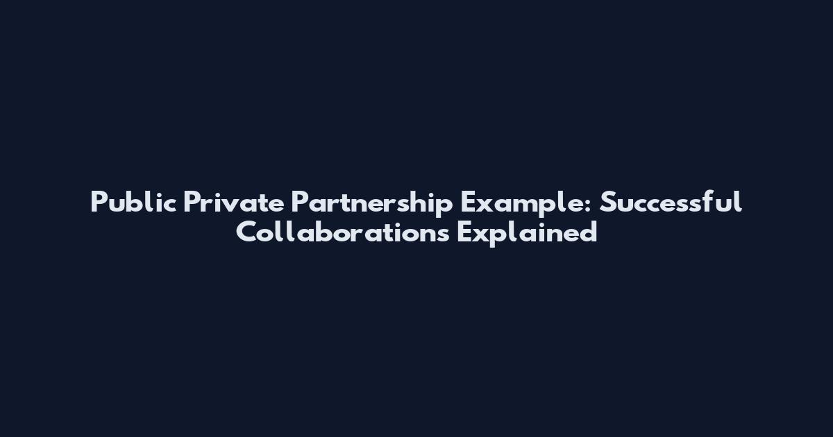 Public Private Partnership Example: Successful Collaborations Explained