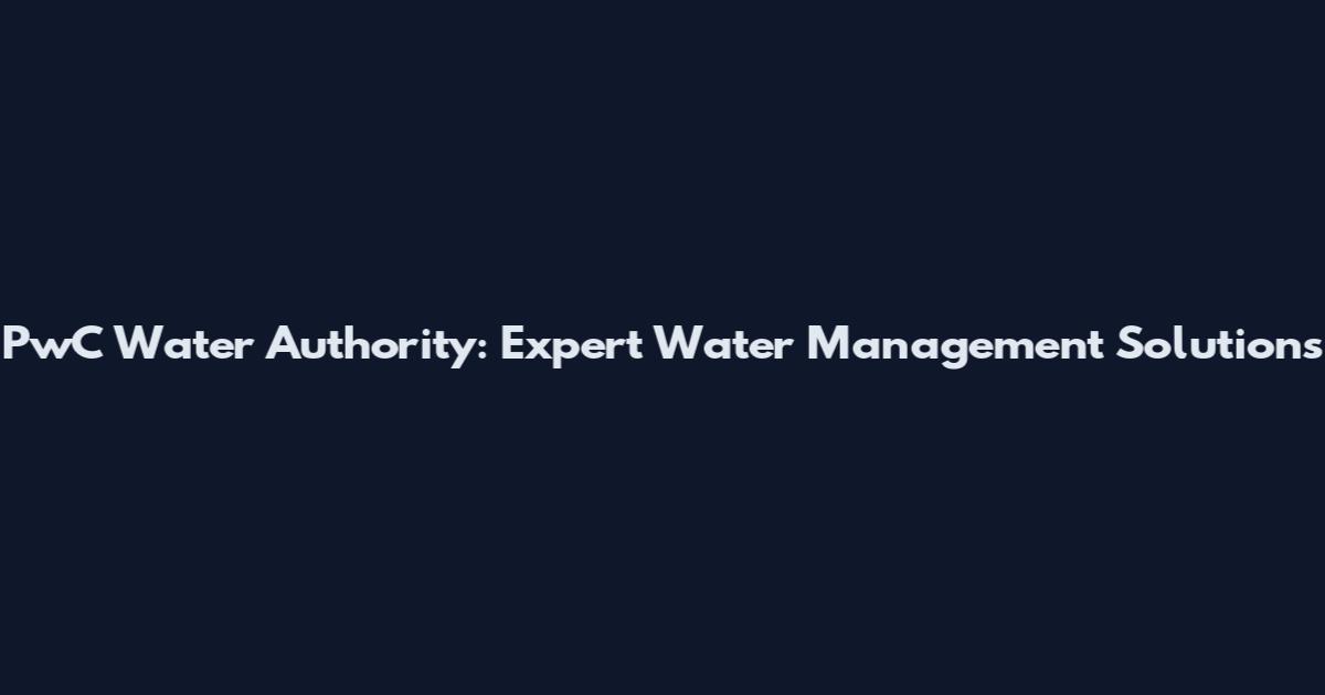 PwC Water Authority: Expert Water Management Solutions