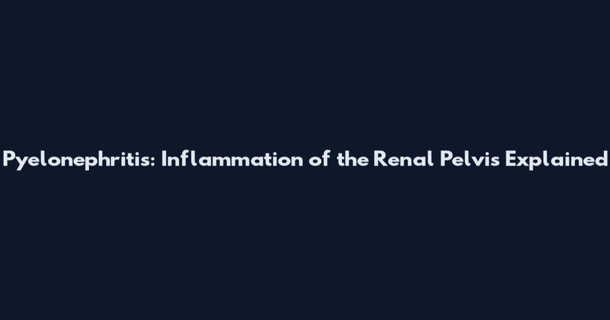 Pyelonephritis: Inflammation of the Renal Pelvis Explained