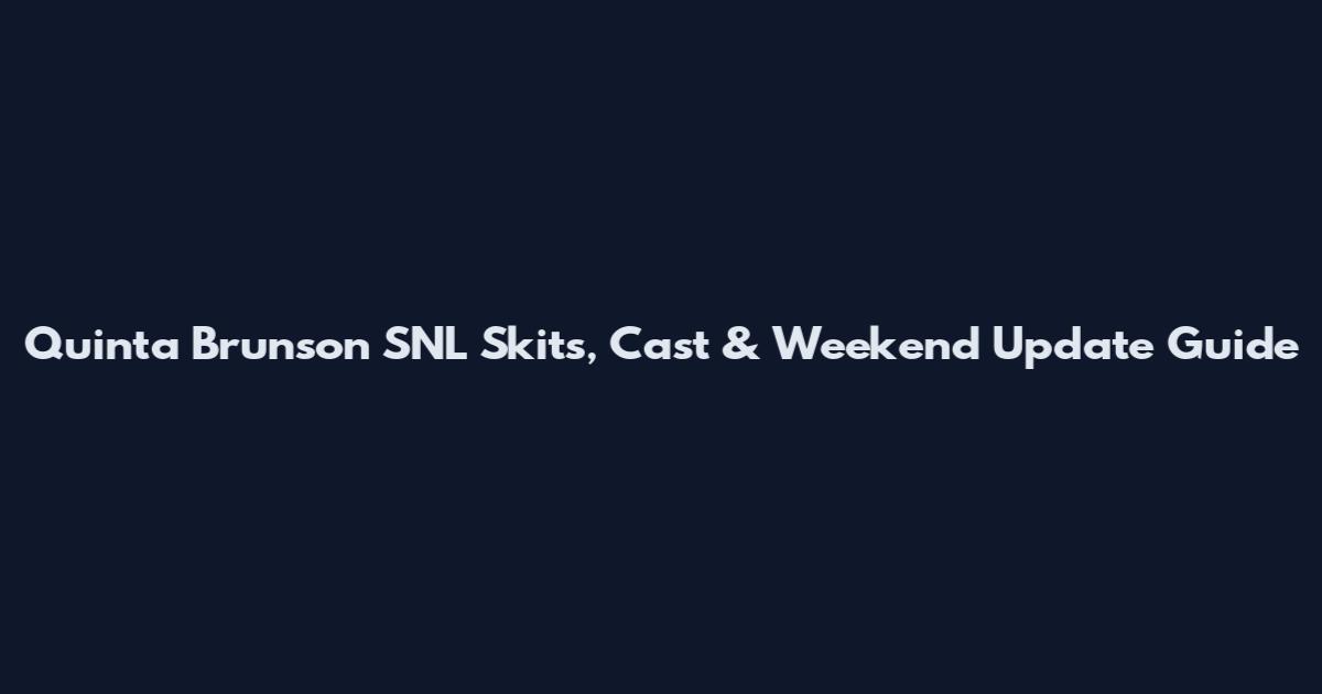 Quinta Brunson SNL Skits, Cast & Weekend Update Guide