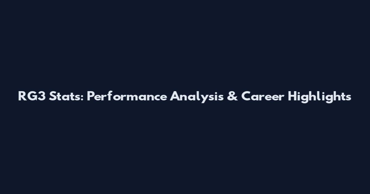 RG3 Stats: Performance Analysis & Career Highlights