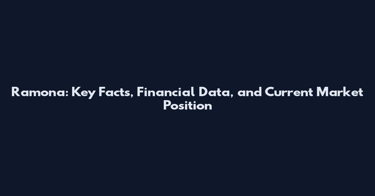 Ramona: Key Facts, Financial Data, and Current Market Position