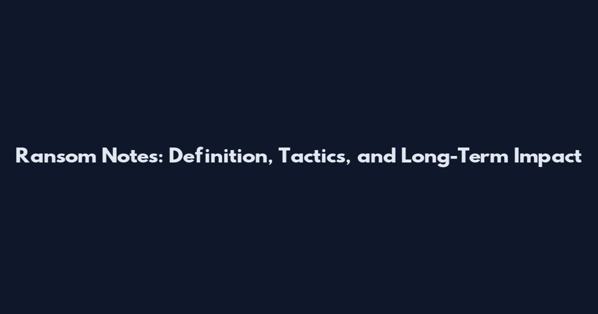 Ransom Notes: Definition, Tactics, and Long-Term Impact