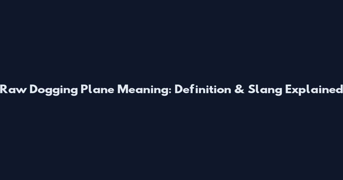 Raw Dogging Plane Meaning: Definition & Slang Explained