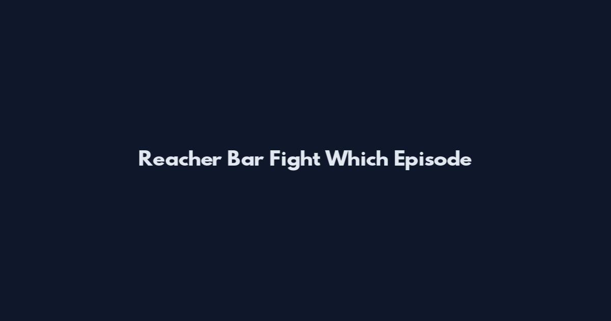 Reacher Bar Fight Which Episode