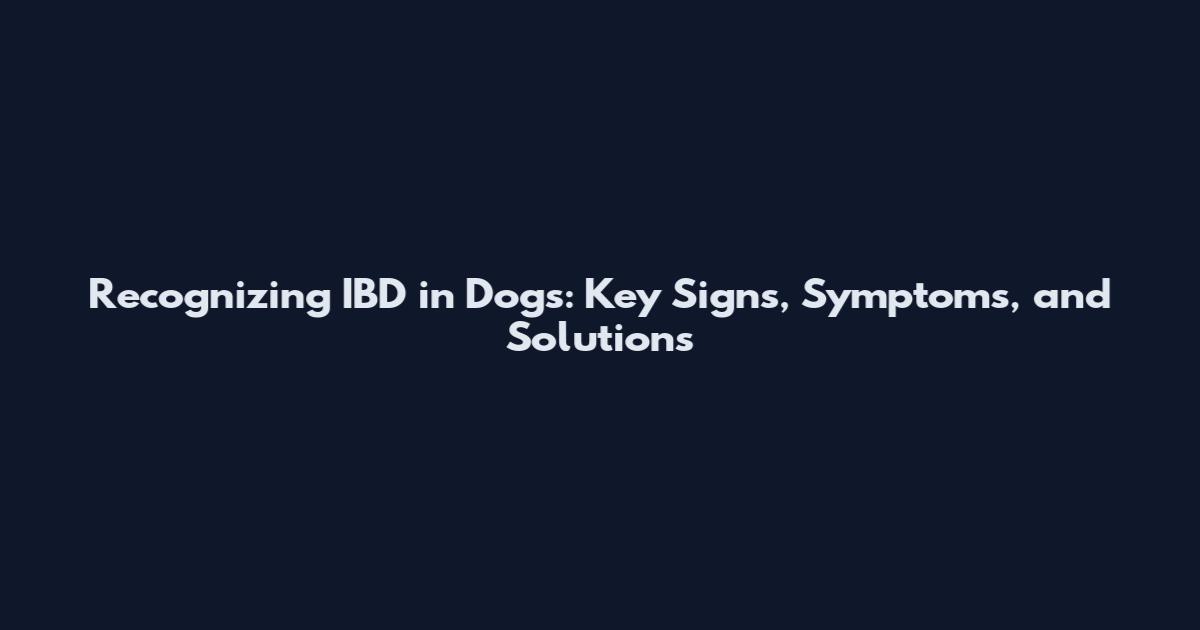 Recognizing IBD in Dogs: Key Signs, Symptoms, and Solutions