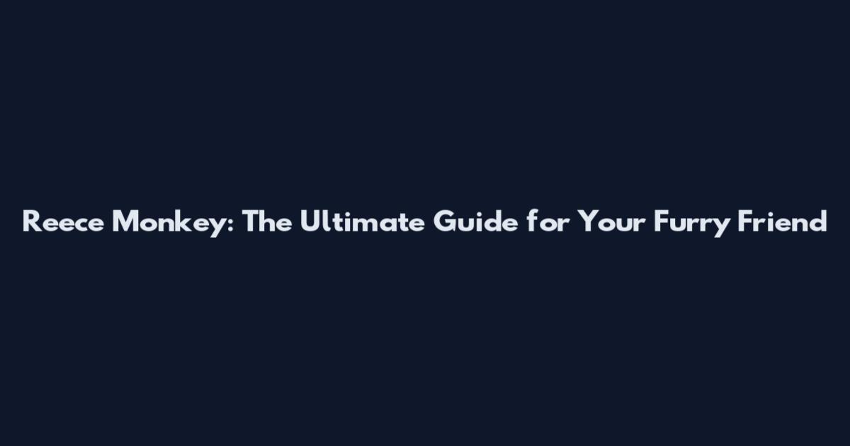 Reece Monkey: The Ultimate Guide for Your Furry Friend
