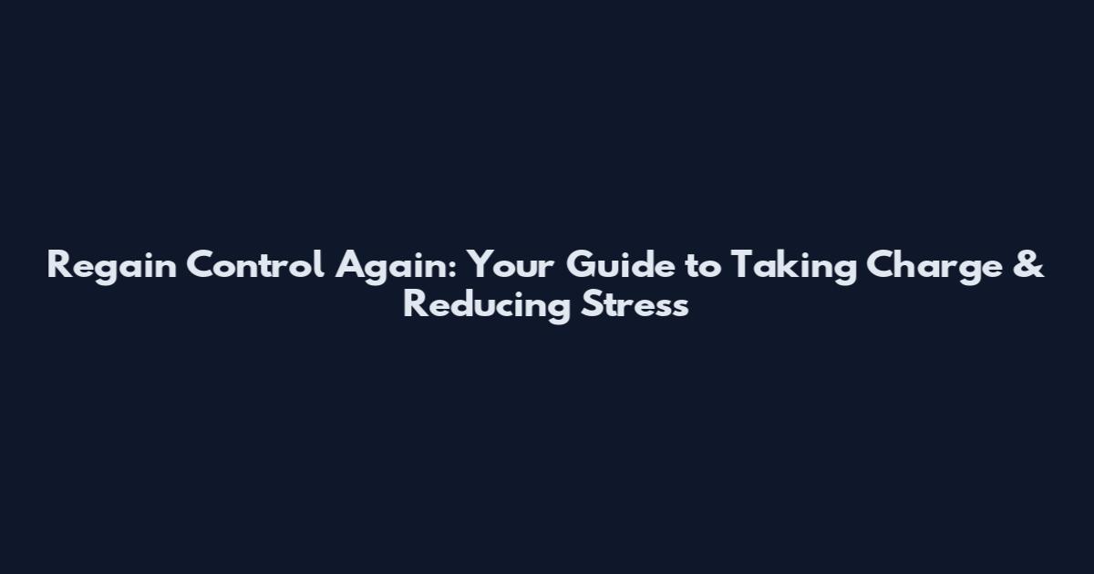 Regain Control Again: Your Guide to Taking Charge & Reducing Stress
