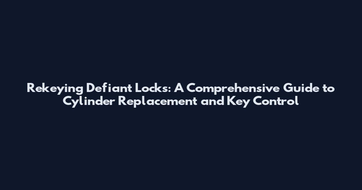 Rekeying Defiant Locks: A Comprehensive Guide to Cylinder Replacement and Key Control