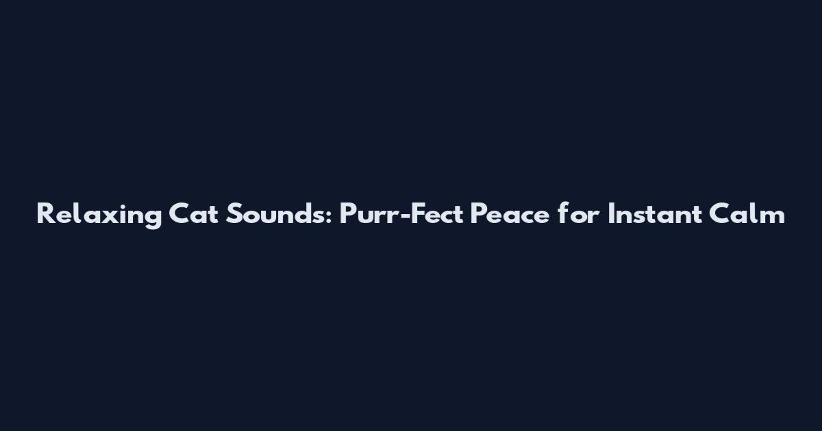 Relaxing Cat Sounds: Purr-Fect Peace for Instant Calm