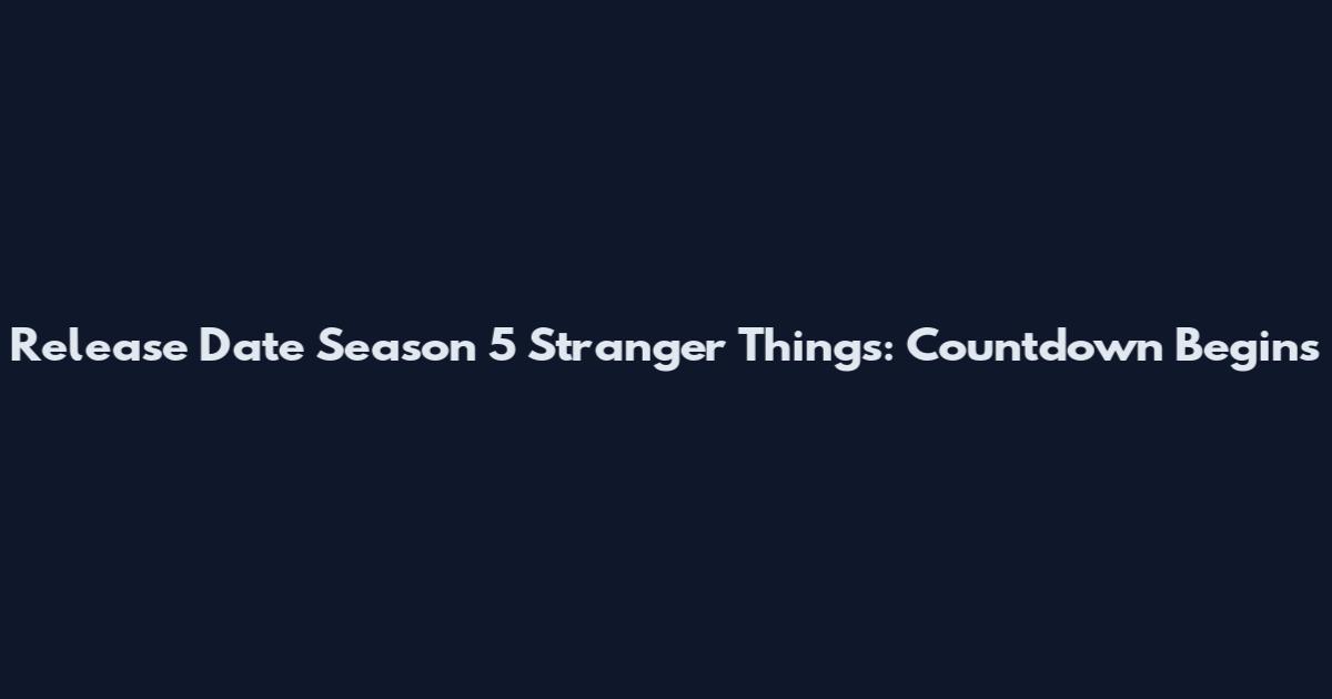 Release Date Season 5 Stranger Things: Countdown Begins