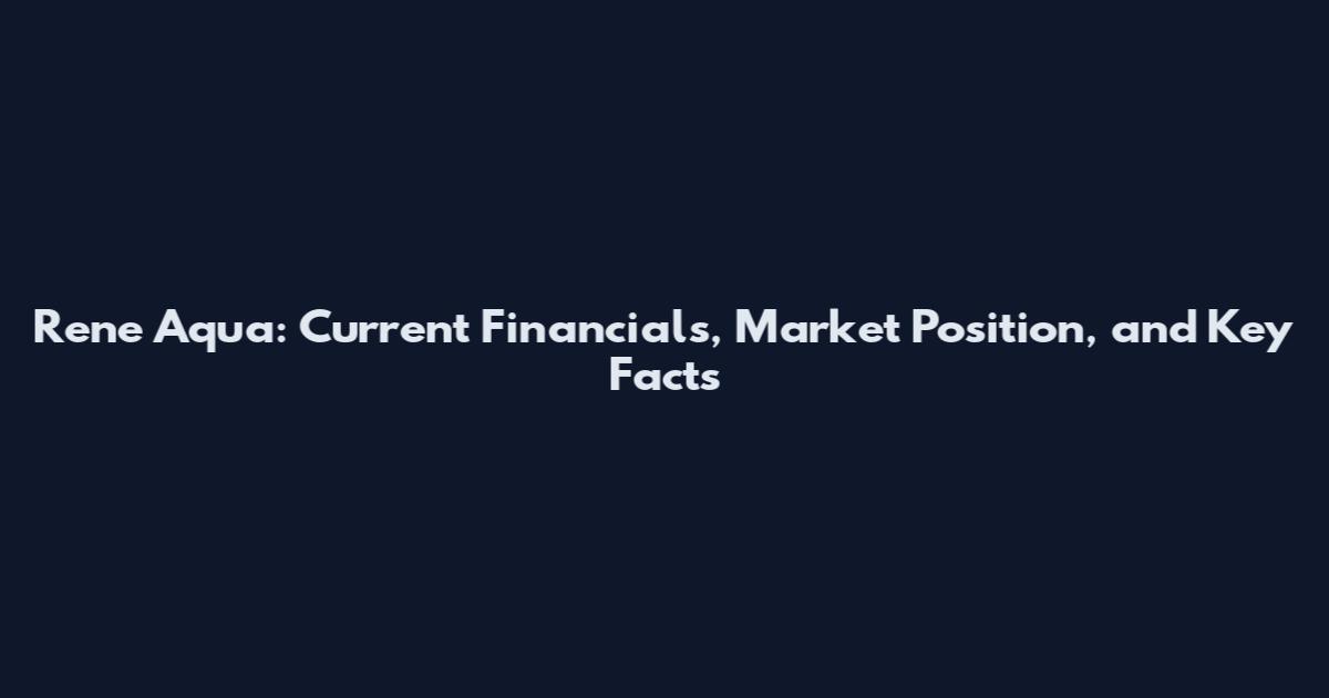 Rene Aqua: Current Financials, Market Position, and Key Facts