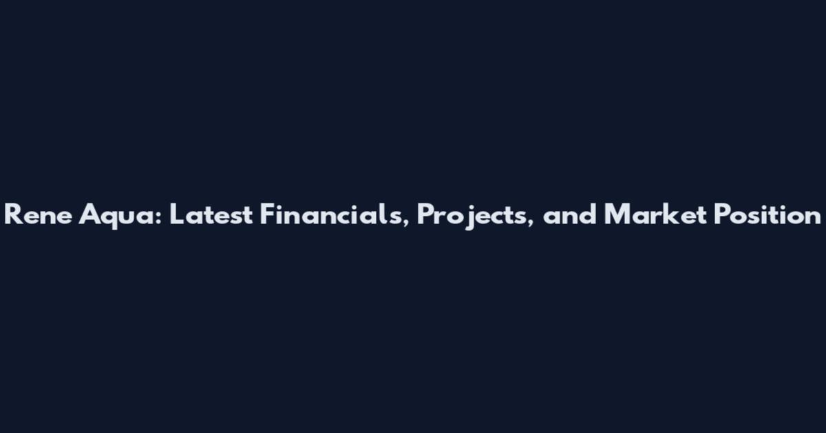 Rene Aqua: Latest Financials, Projects, and Market Position