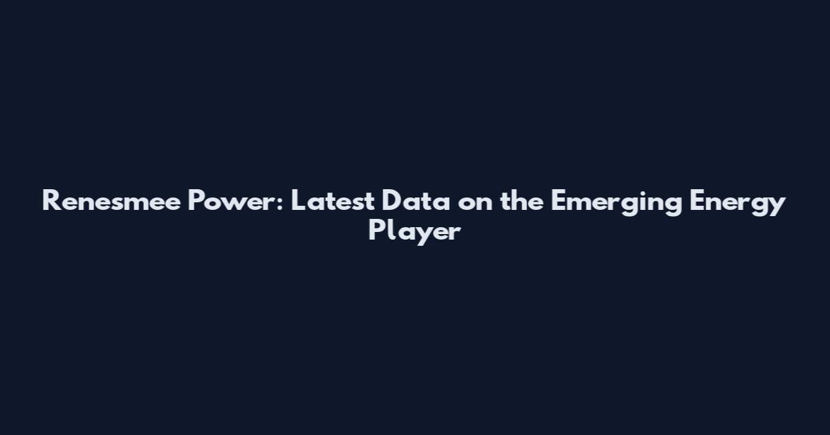 Renesmee Power: Latest Data on the Emerging Energy Player