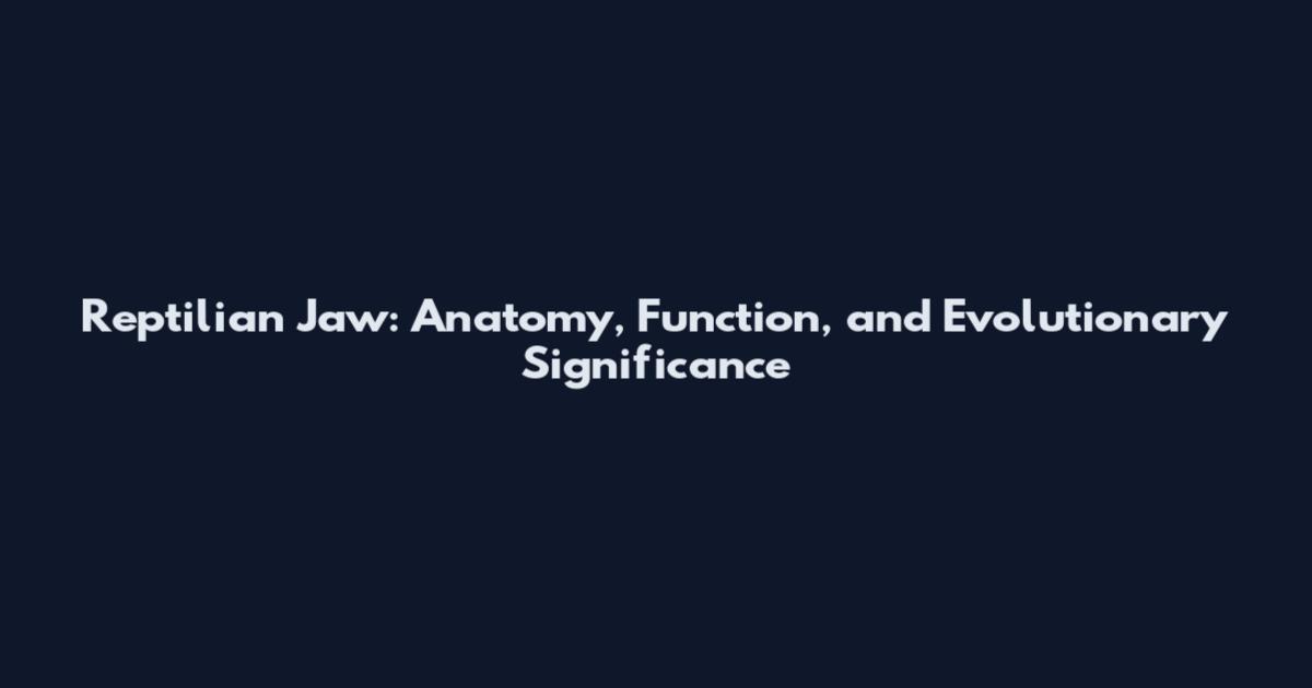 Reptilian Jaw: Anatomy, Function, and Evolutionary Significance