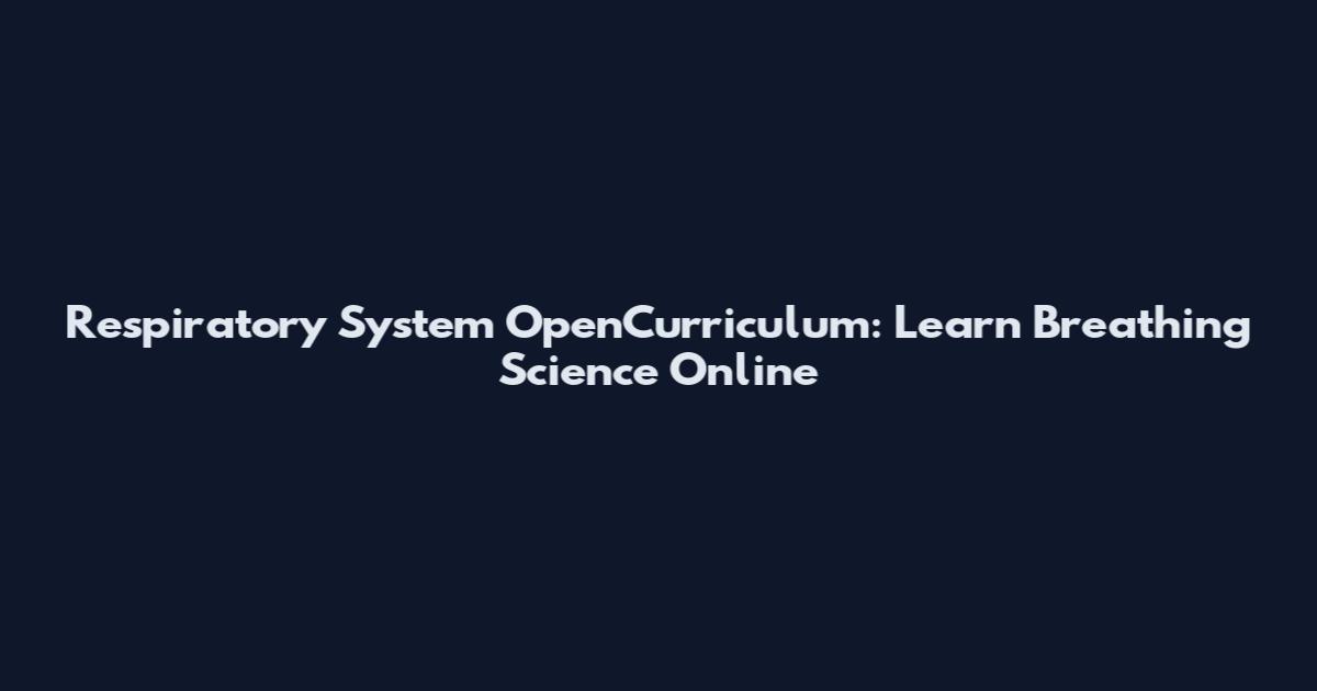 Respiratory System OpenCurriculum: Learn Breathing Science Online