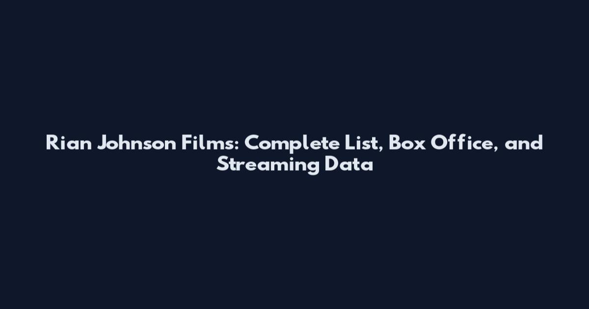 Rian Johnson Films: Complete List, Box Office, and Streaming Data