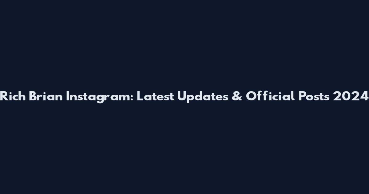 Rich Brian Instagram: Latest Updates & Official Posts 2024