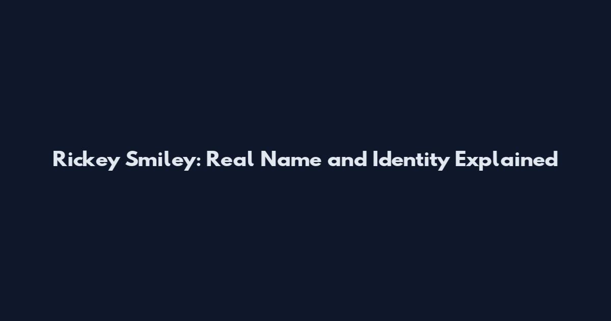 Rickey Smiley: Real Name and Identity Explained